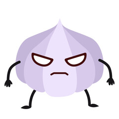 White and grey modern cute character with garlic vegetable character