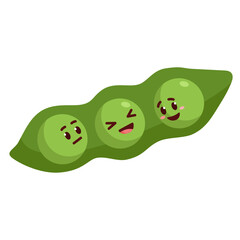 Green modern cute character with bean vegetable character
