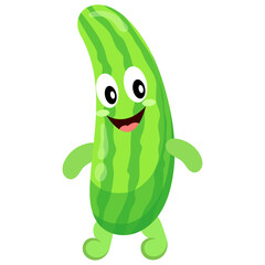 Green modern cute character with cucumber vegetable character