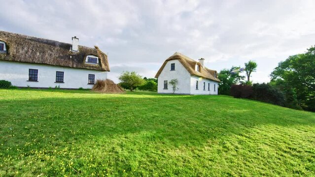 Epic wide, dolly shot on old irish homes