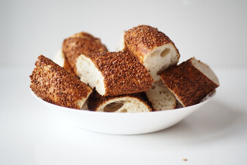 Turkish Bagel Simit on table 