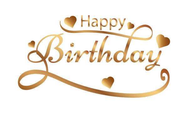 Typography of happy birthday golden text clipart