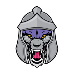 wolf knight head vector art illustration design