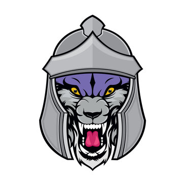 wolf knight head vector art illustration design