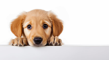 Adorable golden retriever puppy with cute face, ai generated - obrazy, fototapety, plakaty