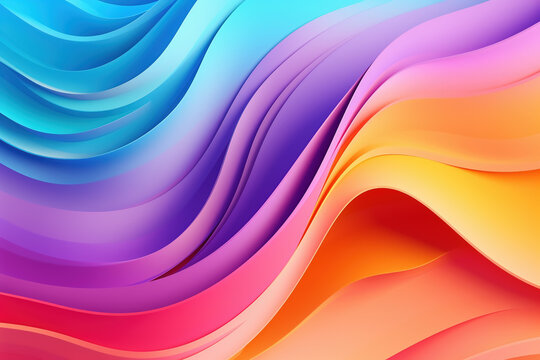 Colorful abstract waves, multicolor background, ai generated