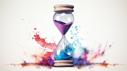 Realistic Hourglass on Blank White Background - obrazy, fototapety, plakaty