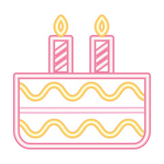 neon party birthday cake and candles