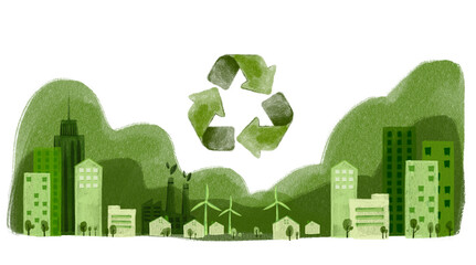 eco icon drawing, circular economy concept for future business growth and environmental sustainability and reduce pollution for future business and environmental growth.