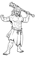 鬼と金棒①線画・モノクロ