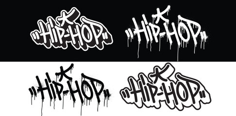 Hip-Hop text in graffiti tag font style. Graffiti text vector illustrations.
