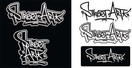 Street Art text in graffiti tag font style. Graffiti text vector illustrations.