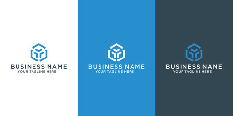 Obraz premium Abstract simple vector cube logo sign company icon symbol