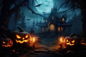 Fototapeta na wymiar halloween background with pumpkin