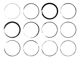 artistic set circle brush strokes for frames