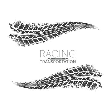 Grunge horizontal tire track warp logo