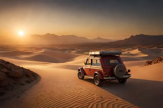 Fototapeta vintage car in the desert