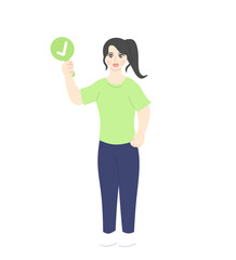 person holding check mark sign