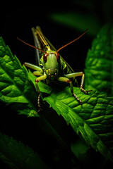 Fototapeta premium grasshopper on the grass, generative ai