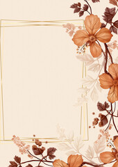 Brown and beige modern trendy vector design frame. Background fall boho template