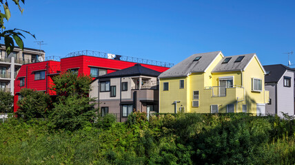 Fototapeta na wymiar 丘の上のカラフルな住宅