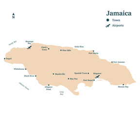 Jamaica Island Vector Map Design
