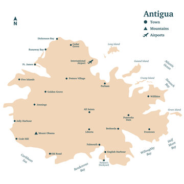 Antigua Island Vector Map Design