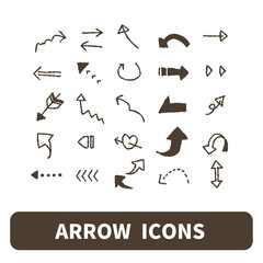 シンプルな手書き風の矢印記号アイコンセット