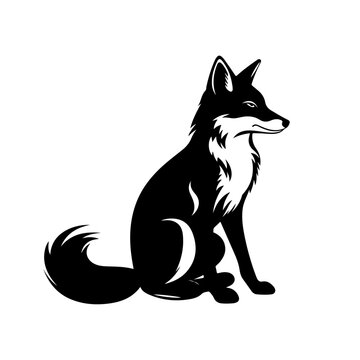 Vector fox silhouette, on white background, isolated,  fox logo icon symbol illustration black color