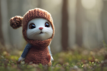 Fototapeta premium a cute squrrel in forest 