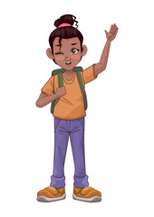 girl speaking and waving hand icon