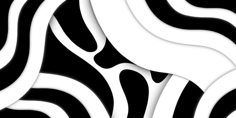 Seamless trippy psychedelic wavy warbled retro horizontal zebra stripes pattern, Vintage vaporwave aesthetic art, Black and white horizontal  surreal marbled wonky lines background texture