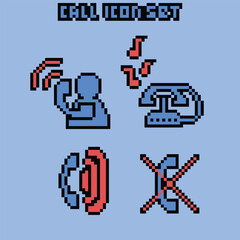 this is call icon in pixel art with simple color and blue background ,this item good for presentations,stickers, icons, t shirt design,game asset,logo and your project.