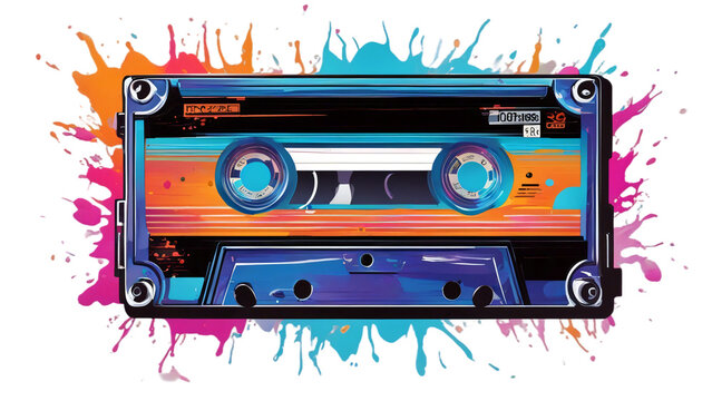 Bunte Musikkassette der 1980er Jahre. Speichermedium Anno dazumal. 