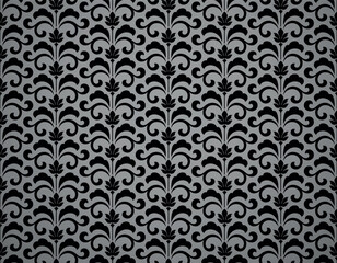 Flower geometric pattern. Seamless vector background. Black and gray ornament. Ornament for fabric, wallpaper, packaging. Decorative print