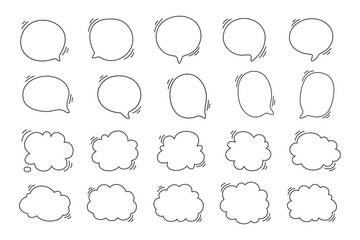 Obraz premium Hand drawn text box. Cute cartoon style talking dialogue.