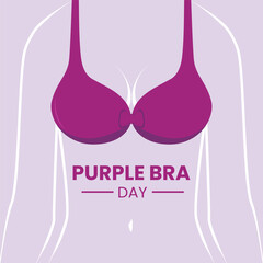 Vector graphic of Purple Bra Day observed each year on September 18, Breast cancer awareness vector. Beautiful violet bra