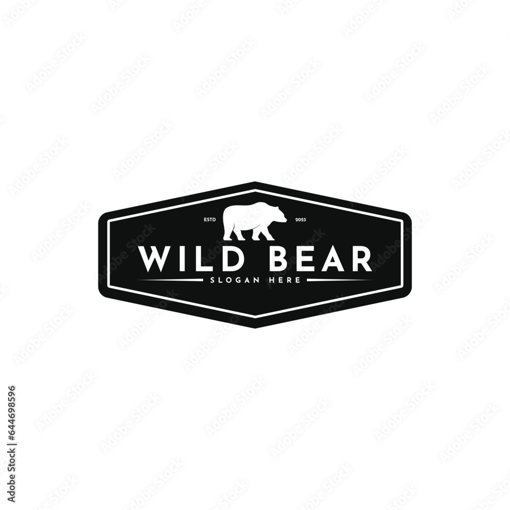 Wall mural wild bear logo design vintage retro