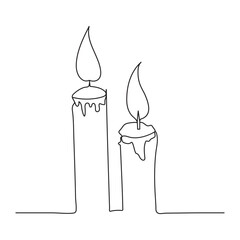 Continuous line drawing candle vector illustration design