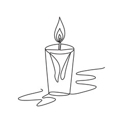 Continuous line drawing candle vector illustration design
