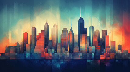 Urban Cityscape in Risography Style
