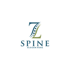 initial Letter Z and spine logo vector, Chiropractic Logo design icon template