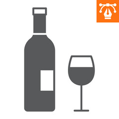 Wine bottle solid icon, glyph style icon for web site or mobile app, thanksgiving and alcohol, wineglass vector icon, simple vector illustration, vector graphics with editable strokes.