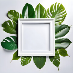 green tropical leaf frame