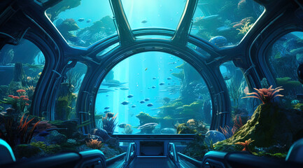window in the  underwater world, generative ai