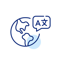 Fototapeta premium Earth globe with translation symbol. World communication. Pixel perfect, editable stroke icon
