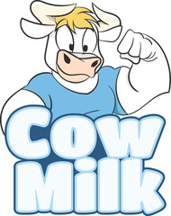 Cow milk mascot character logo illustration
