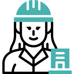 woman contractor flat line icon