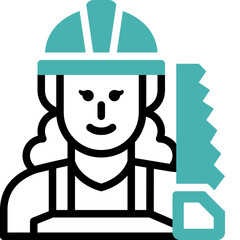 woman carpenter flat line icon