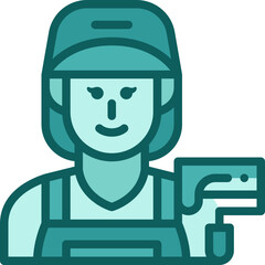 woman painter two tone icon